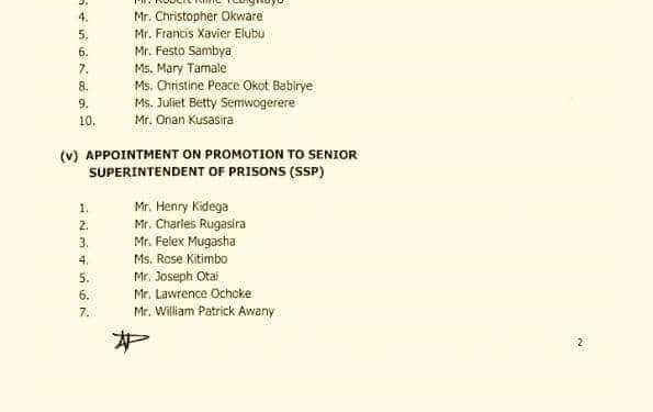 FULL LIST! President Museveni Promotes Prisons Service Officers