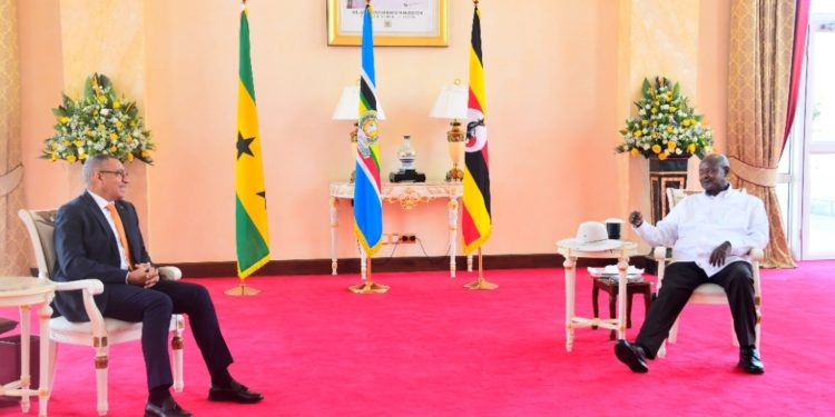 President Museveni hosts H.E Carlos Vila Nova, President of São Tomé and Príncipe