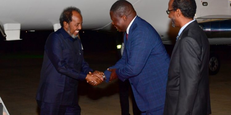 SOMALIA PRESIDENT ARRIVES IN UGANDA AHEAD OF EAC SUMMIT