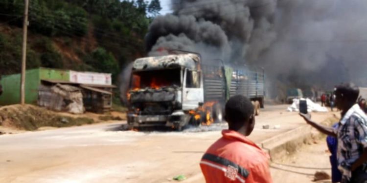 WFP cargo truck guts fire in Kabale, food items worth millions lost