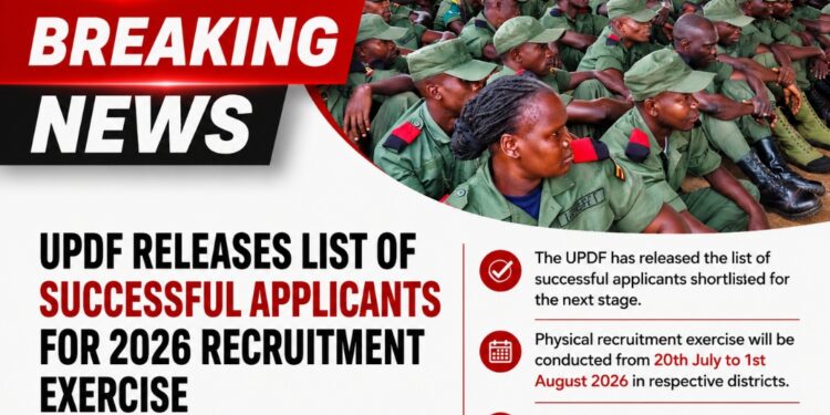 BREAKING: UPDF Releases List of Successful Applicants for 2026 Recruitment Exercise